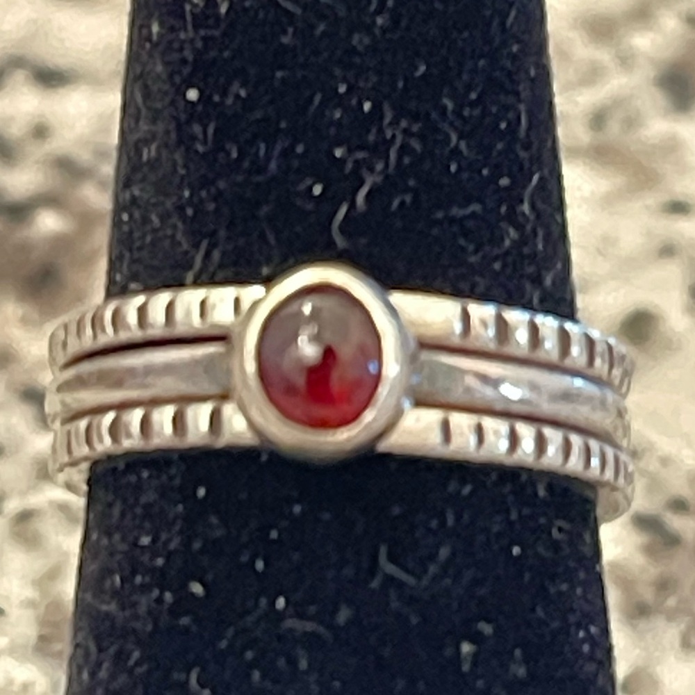 Garnet & Sterling Stack Rings (3) - Picture 9 of 14